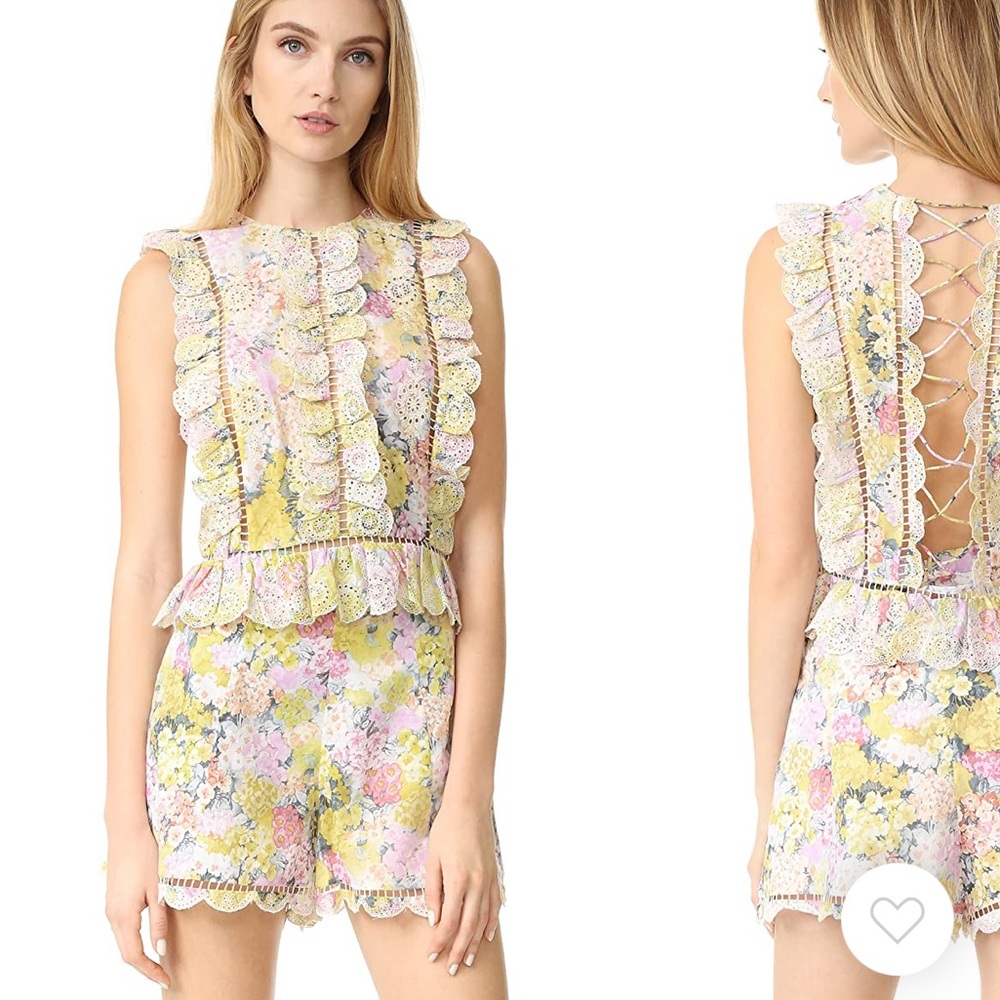 Zimmermann Velour Hydrangea Fringe top -like new